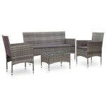 Vidaxl salon de jardin 4 pcs avec coussins résine tressée gris Vidaxl salon de jardin 4 pcs avec coussins résine tressée gris