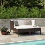 Vidaxl salon de jardin 4 pcs avec coussins rsine tresse marron