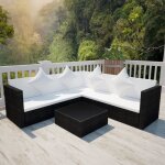 Salon de jardin - vidaxl - 4 pcs - rsine tresse - noir - impermable et rsistant aux intempries