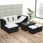 Vidaxl salon de jardin 4 pcs avec coussins rsine tresse noir 42586