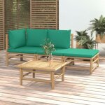 Vidaxl salon de jardin 4 pcs avec coussins vert bambou 3155144 Vidaxl salon de jardin 4 pcs avec coussins vert bambou 3155144