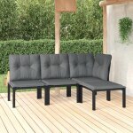 Vidaxl salon de jardin 4 pcs ensemble de meubles de terrasse mobilier dext�rieur chaise de patio moderne ...
