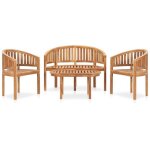 Vidaxl salon de jardin 4 pcs en forme de banane bois de teck solide 3059961