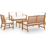 Vidaxl salon de jardin 5 pcs avec coussin bois dacacia solide