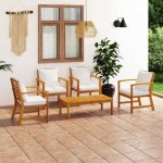 Vidaxl salon de jardin 5 pcs avec coussin mobilier de patio meubles de terrasse mobilier de jardin meubles ...