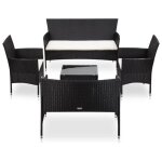 Vidaxl salon de jardin 5 pcs avec coussins r�sine tress�e noir