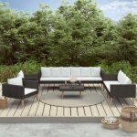 Vidaxl salon de jardin 5 pcs avec coussins r�sine tress�e noir