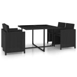 Vidaxl salon de jardin 5 pcs avec coussins r�sine tress�e noir