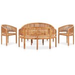 Vidaxl salon de jardin 5 pcs en forme de banane bois de teck solide 3059965