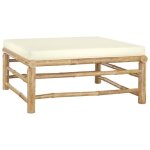 Vidaxl salon de jardin 6 pcs avec coussins blanc crme bambou
