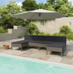 Vidaxl salon de jardin 6 pcs avec coussins rsine tresse gris