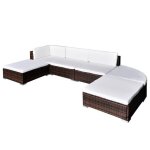 Vidaxl salon de jardin 6 pcs avec coussins r�sine tress�e marron