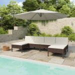 Vidaxl salon de jardin 6 pcs avec coussins rsine tresse marron