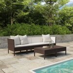 Vidaxl salon de jardin 6 pcs avec coussins rsine tresse marron