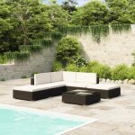 Salon de jardin 6 pices avec coussin rsine tresse - noir - 69. 5 x 69. 5 x 52. 5 cm
