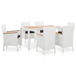 Vidaxl salon de jardin 7 pcs rsine tresse blanc