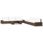 Vidaxl salon de jardin 7 pcs rsine tresse marron