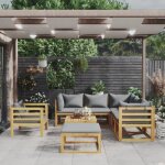 Vidaxl salon de jardin 8 pcs avec coussin mobilier de patio meubles de terrasse mobilier de jardin meubles ...
