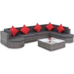 Vidaxl salon de jardin 8 pcs avec coussins r�sine tress�e gris 44424