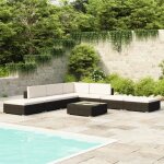 Vidaxl salon de jardin 8 pcs avec coussins résine tressée noir Vidaxl salon de jardin 8 pcs avec coussins résine tressée noir