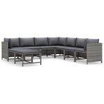 Salon de jardin - vidaxl - 9 pcs - r�sine tress�e - coussins amovibles - repose - pied multifonction