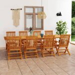 Vidaxl salon de jardin 9 pcs ensemble de salle � manger table et chaises � d�ner mobilier de repas patio ...