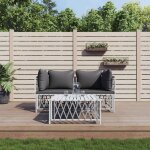 Vidaxl salon de jardin avec coussins 3 pcs blanc acier ensemble de salon ensemble de salon ext�rieur ...