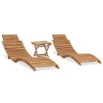 Salon de jardin - vidaxl - ensemble pliable 3 pcs - bois de teck - rsistant aux intempries - naturel ...