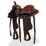 Selle western - vidaxl - marron - cuir v�ritable - avec bridon et col de poitrine - durable