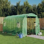 Vidaxl serre avec cadre en acier vert 8 m� 4x2x2 m polytunnel serre � cadre froid serre pour tomate serre ...
