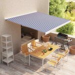 Vidaxl store  cassette motoris 350x250 cm bleu et blanc 3052656