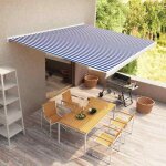 Vidaxl store  cassette motoris 400x300 cm bleu et blanc 3052659
