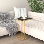 Vidaxl table dappoint ordinateur marbre noir 50 x 35 x 65 cm verre tremp