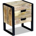 Vidaxl table auxiliaire � 2 tiroirs 43 x 33 x 51 cm bois de manguier massif