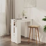 Table de bar - vidaxl - 102x50x1035 cm - bois dingnierie - 2 places - blanc