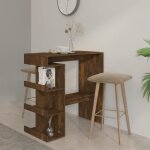 Table de bar - vidaxl - 812960 - chne fum - bois dingnierie - 3 tagres de rangement