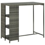 Vidaxl table de bar avec rangement gris 120x60x110 cm rsine tresse