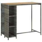 Vidaxl table de bar avec rangement gris 120x60x110 cm rsine tresse