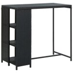 Vidaxl table de bar avec rangement noir 120x60x110 cm résine tressée Vidaxl table de bar avec rangement noir 120x60x110 cm résine tressée