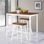 Vidaxl table de bar et tabouret 3 pcs bois massif Vidaxl table de bar et tabouret 3 pcs bois massif