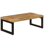 Vidaxl table basse 100x50x35 cm bois de manguier solide et acier