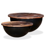 Table basse - vidaxl - 2 pcs - bois de rcupration massif - noir - design industriel