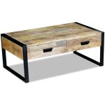 Vidaxl table basse avec 2 tiroirs bois de manguier massif 100 x 60 x 40 cm