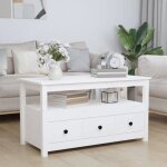 Vidaxl table basse blanc 102x49x55 cm bois massif de pin 820932
