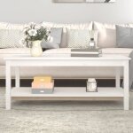 Vidaxl table basse blanc 110x55x45 cm bois massif de pin 822273