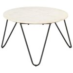 Vidaxl table basse blanc 65x65x42 cm pierre vritable texture marbre