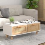 Vidaxl table basse blanc 80x40x30 cm bois dingnierie et pin massif 345621