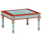 Vidaxl table basse bleu bois de manguier massif peint � la main 353763