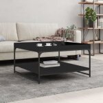 Vidaxl table basse noir 80x80x45 cm bois dingénierie et fer 832813 Vidaxl table basse noir 80x80x45 cm bois dingénierie et fer 832813