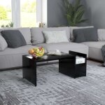 Table basse - vidaxl - noir - 90x45x35 cm - agglom�r� - design contemporain